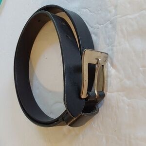 Vintage Kenneth Cole Womens Black leather Belt Brass Buckle Neutral Sz.L